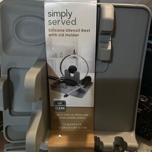 Simply Served Silicone Utensil Rest with Lid Holder NEW